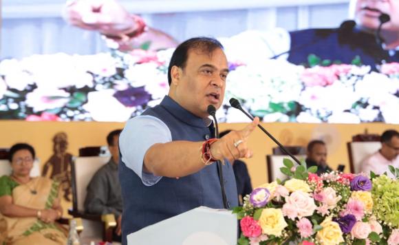 Chief Minister Dr. Himanta Biswa Sarma speaking at the launch of ceremonial distribution of appointment letters to 22, 958 new r